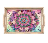CXINLky DIY Diamond Art Painting Plateau de service, plateau de service 5D avec poignées, peinture diamant de Pâques Crystal Art Plateau en bois Plateau de cuisine -09-Mandala