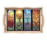 CXINLky DIY Diamond Art Painting Plateau de service, plateau de service 5D avec poignées, peinture diamant de Pâques Crystal Art en bois, plateau de cuisine, paysage 06 saisons