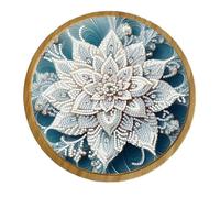 CXINLky DIY Diamond Art Painting Plateau rond en bambou, Diamond Art Plateau de service Crystal Art Plateau en bois Plateau de cuisine pour cuisine, salon, chambre à coucher 08-Blanc Mandala