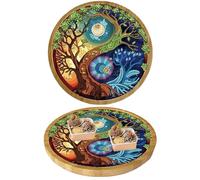 CXINLky DIY Diamond Art Painting Plateau rond en bambou, Diamond Art Plateau de service Crystal Art Plateau en bois Plateau de cuisine pour cuisine, salon, chambre à coucher Arbre 20 Yin Yang