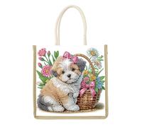 CXINLky DIY Diamond Art Painting Sac de transport avec grande capacité, sac fourre-tout en tissu, 04-Chiot