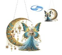 CXINLky DIY Diamond Art Peinture Pendentif avec chaîne, Moon Fée Diamant Painting Images, Fée Diamant Peinture Diamant Kits de décoration murale pour fenêtre mur entrée jardin décor-02-Fée de lune
