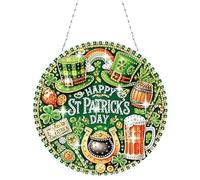 CXINLky DIY Diamond Art Peinture Saint Patrick Pendentif avec chaîne, Kits créatifs Diamond Art Tapisserie pour fenêtre Mur Jardin Décor-01-St. Jour de la Patrick