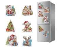 CXINLky DIY Diamond Painting Aimants pour réfrigérateur, peinture diamant créative kits d'aimants pour réfrigérateur, tableau magnétique, tableau blanc, tableau d'affichage-26 Noël