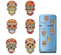 CXINLky DIY Diamond Painting Aimants pour réfrigérateur, peinture diamant créative, kits d'aimants pour réfrigérateur, tableau magnétique, tableau blanc, tableau d'affichage, tête de mort 36