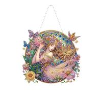 CXINLky DIY Diamond Painting Pendentif avec chaîne, images de peinture diamant, peinture diamant créative 5D kits de décoration murale pour fenêtre mur entrée jardin décor-02-Fee