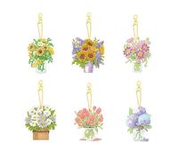 CXINLky DIY Diamond Painting Porte-clés 5D Diamond Painting Cadeau Kit de bricolage Peinture Diamant Images Autocollants Pendentif Diamond Painting Pendentif Fleur 02