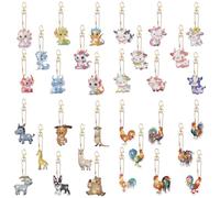 CXINLky DIY Diamond Painting Porte-clés animal 8 pièces 5D Acrylique Diamond Painting Cadeau Kit de bricolage, Peinture Diamant Images Autocollants Pendentif Porte-clés 4 pièces