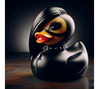 CXINLky Duckieville Statue de canard gothique Rock Duck Statue de canard noire gothique Punk en résine synthétique Décoration de table Cadeau Rock Statue de canard Objet de collection (Femme