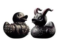 CXINLky Duckieville Statue de canard gothique Rock Duck - Statue de canard noire gothique punk en résine - Décoration de table - Cadeau - Rock - Statue de canard - Objet de collection (2 pièces D)