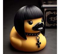 CXINLky Duckieville Statue de canard gothique Rock Duck Statue de canard noire gothique Punk en résine synthétique Décoration de table Cadeau Rock Statue de canard Objet de collection (canard gothique