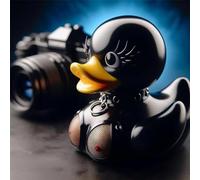 CXINLky Duckieville Statue de canard gothique Rock Duck Statue de canard noire gothique punk en résine synthétique Décoration de table Cadeau Rock Statue de canard Objet de collection (canard sexy)