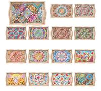 CXINLky Lot de 15 plateaux de service de peinture diamant DIY avec poignées, peinture diamant Crystal Art en bois, plateau de cuisine, plateau de peinture diamant