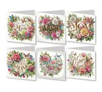 CXINLky Lot de 6 cartes de peinture diamant 5D à faire soi-même pour la fête des mères, pour anniversaire, Pâques, vacances, famille, amis, fête des mères