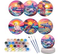 CXINLky Lot de 6 dessous de verre de peinture par numéros - 5D - Antidérapants - Pour tasses, verres à vin, vases - Animaux marins - 03