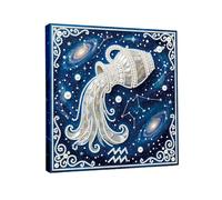 CXINLky Peinture d'art 5D avec perles 12 signes du zodiaque perle avec cadre photo et outils de cadre, images Arts Craft pour décoration murale de la maison, 25 x 25 cm - 11 Verseau