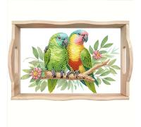CXINLky Plateau de peinture diamant à faire soi-même, 5D Diamond Art Animal Plateau de service en bois avec poignées, Peinture diamant Crystal Art Plateau en bois Plateau de cuisine-02 Perroquet