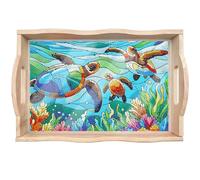 CXINLky Plateau de peinture diamant à faire soi-même, Diamond Art Painting Plateau en bois Plateau de service avec poignées, Peinture diamant Crystal Art Plateau en bois Plateau de cuisine-02-Sea