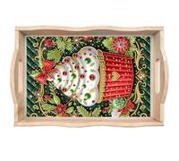 CXINLky Plateau de peinture diamant art diamant peinture diamant plateau en bois de Noël plateau de service avec poignées, peinture diamant cristal art plateau en bois plateau de cuisine-06-cupcakes