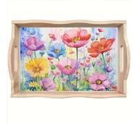 CXINLky Plateau de peinture diamant DIY 5D Diamond Art Animal Plateau en bois Plateau de service avec poignées, Peinture diamant Crystal Art Plateau en bois Plateau de cuisine-04-Fleurs colorées