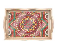 CXINLky Plateau de service de peinture diamant DIY - Plateau de service avec poignées - Peinture diamant Crystal Art - Plateau en bois - Plateau de cuisine - Plateau de peinture diamant - 06-Mandala