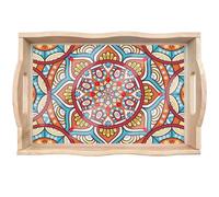 CXINLky Plateau de service de peinture diamant DIY - Plateau de service avec poignées - Peinture diamant Crystal Art - Plateau en bois - Plateau de cuisine - Plateau de peinture diamant - 03-Mandala