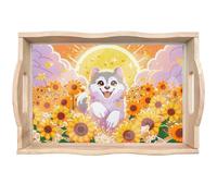 CXINLky Plateau de service DIY Diamond Painting - Plateau de petit-déjeuner avec poignées - Plateau en bois Crystal Art - Plateau de cuisine - Plateau diamant - 12 chiots