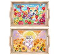 CXINLky Plateau de service DIY Diamond Painting - Plateau de service avec poignées - Peinture diamant Crystal Art - Plateau en bois - Plateau de cuisine - Plateau de peinture diamant - 2 pièces B