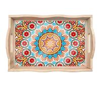 CXINLky Plateau de service DIY Diamond Painting - Plateau de service avec poignées - Peinture diamant Crystal Art - Plateau en bois - Plateau de cuisine - Plateau de peinture diamant - 02 Mandala