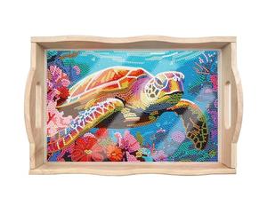 CXINLky Plateau de service DIY Diamond Painting - Plateau en bois - Plateau de petit-déjeuner - Plateau de service avec poignées - Peinture diamant - Plateau de service - Plateau de cuisine - 03 -