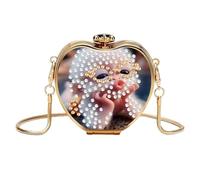 CXINLky Sac à bandoulière DIY Diamond Art Painting Sac portable en tissu avec miroir intégré pour bagues, boucles d'oreilles, rouge à lèvres, 06-singe