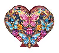 CXINLky Tirelire 5D Diamond Art Painting - Peinture diamant en forme de cœur - Tirelire en bois - Boîte à monnaie - 07 papillon