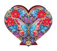 CXINLky Tirelire 5D Diamond Art Painting - Peinture diamant en forme de cœur - Tirelire en bois - Boîte à monnaie - 08 papillons