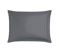 CXL by Christian Lacroix - Lot de 1 Oreiller Rectangulaire à Mémoire de Forme + 1 Taie d'oreiller - 50 x 70 cm - Linge de Lit en Satin de Coton - Lavable en Machine à 40°C - Rayure Tissé, Gris Foncé