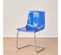 Cxllisionary Chaise en Acrylique Transparent Moderne avec Support Dorsal, Chaise De Salle À Manger & Chaise De Bureau, Siège Ergonomique Minimaliste pour Maison, Bureau, Étude Et Chambre(Blue)