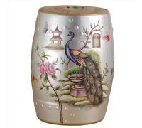 Cxllisionary Tabouret de Jardin Décoratif en Céramique, Cuit à Haute Température, Technique Ajourée, Peintures Colorées aux Traits Fins, pour Le Salon, la Terrasse, Le Jardin ou Le Balcon(Silver A)