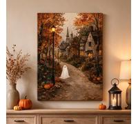 CXLLSDP Affiche artistique automnale représentant un fantôme, impression sur toile sur le thème d'Halloween, paysage vintage, décoration murale pour chambre ou bureau (60x90cm/sans cadre)