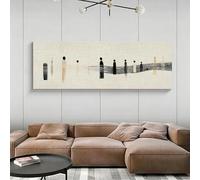 CXLLSDP Affiche d'art minimaliste abstrait, impression sur toile à l'encre noire et blanche, motif figuratif, décoration murale pour salon ou bureau (47 x 140 cm/cadre intérieur)