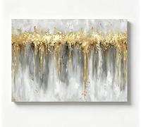 CXLLSDP Impression sur toile d'art abstrait moderne, motif doré fluide, tableau mural, décoration pour bureau, salon, chambre (65x130cm/sans cadre)