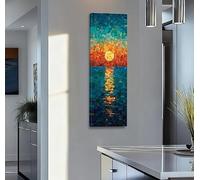CXLLSDP Impression sur toile verticale, mosaïque abstraite colorée, tableau mural décoratif pour salon (50 x 150 cm, sans cadre)