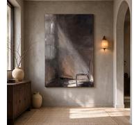 CXLLSDP Toile imprimée d'art contemporain, silhouette vaporeuse d'une chaise, tableau gris-brun abstrait, affiche pour salon (80 x 120 cm/cadre intérieur)