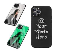 CXML&DASHE Coque photo phosphorescente personnalisée pour iPhone 17/16/15/14/13/12/11/XR/X, image personnalisée avec dos en verre trempé, protection antichoc et anti-chute, coque transparente ajustée