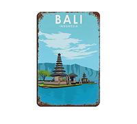 CXPMM Affiche rétro de paysage de Bali en Indonésie, affiche rétro en métal, art rétro, peinture en fer, bar, cave, café, garage, décoration murale, 20 x 30 cm