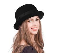 CXQRR Chapeau melon Derby noir à bord roulé court pour homme et femme (S/M), noir, Medium