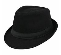 CXQRR - Chapeau Trilby en feutre classique à bord court pour femme et homme - Chapeau Fedora noir de style gangster jazz de Manhattan pour unisexe, 60