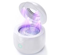 CXRUY Nettoyeur à ultrasons - Poste de nettoyage dentaire UV, nettoyant de nuit pour dentiers, alignement, supports, têtes de brosse à dents, bijoux (blanc)