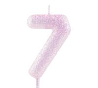 Cxryrzhe Bougie d'anniversaire en forme de chiffre 7 rose et violet irisé à paillettes pour décoration de gâteau pour filles et femmes