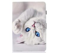 CXTcase Coque Galaxy Tab A 10.5 2018 Cuir PU et Silicone TPU Souple Cover Pochette Case Housse avec Fonction Dormir/Réveiller Auto pour Samsung Galaxy Tab A 10.5 Pouces SM-T590/T595 Chat Blanc