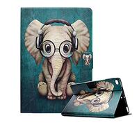 CXTcase Coque pour iPad 9.7 2018 2017 / iPad Air 2 / iPad Air, PU Ultra Mince Stand Etui iPad 9.7, Portefeuille Cover Protection Housse iPad 9,7 6ème / 5ème Génération 2017/2018,L'éléphant