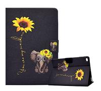 CXTcase Coque pour iPad 9.7 2018 2017 / iPad Air 2 / iPad Air, PU Ultra Mince Stand Etui iPad 9.7, Portefeuille Cover Protection Housse iPad 9,7 6ème / 5ème Génération 2017/2018,Fleur D'éléphant